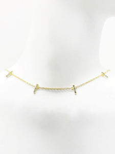 7 Bar Cz  Diamond Choker Necklace