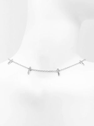 7 Bar Cz  Diamond Choker Necklace