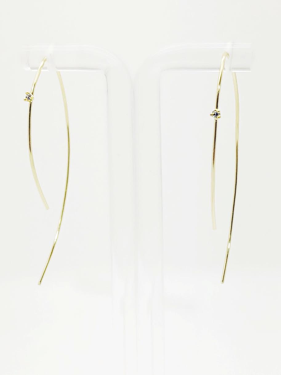 THIN BAR CZ DROP EARRING