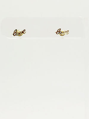 CZ CURSIVE "LOVE" STUDS