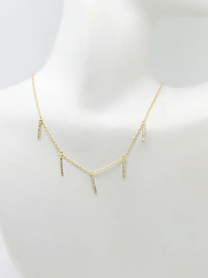 5-CZ HANGING BAR CHOKER NECKLACE