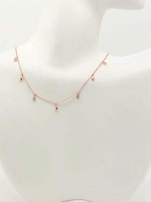 ALTERNATING CZ + BASIC TEARDROP SHAKER CHOKER NECKLACE