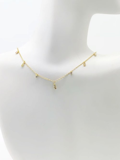 ALTERNATING CZ STUD + CZ TEARDROP SHAKER CHOKER NECKLACE