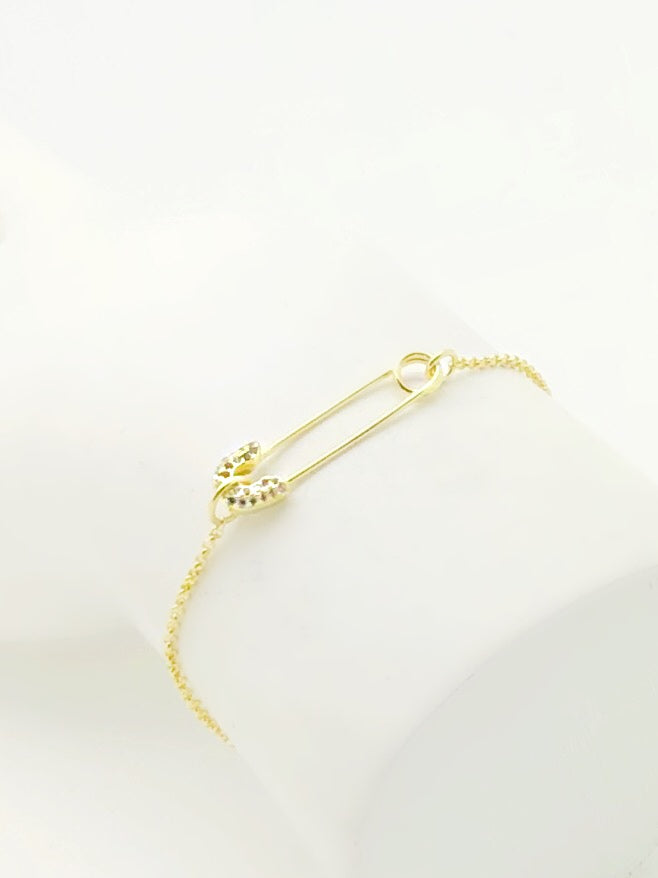 Safety Pin Cz Adjustable Bracelet