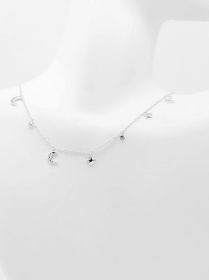 STAR AND MOON SHAKER CZ CHOKER NECKLACE