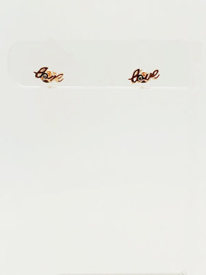 CZ CURSIVE "LOVE" STUDS