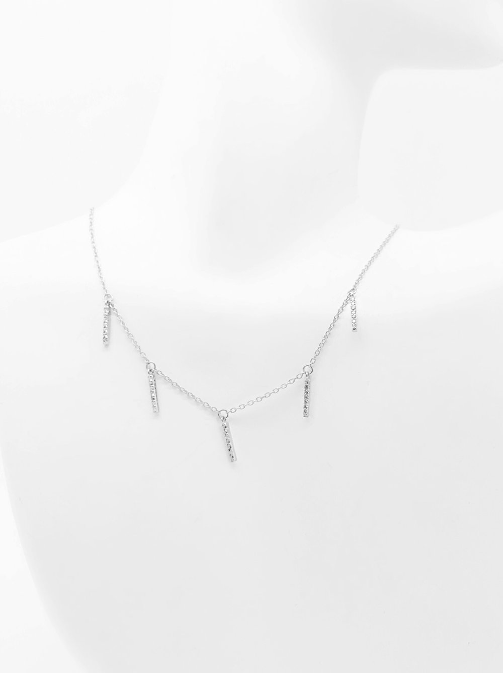 5-CZ HANGING BAR CHOKER NECKLACE