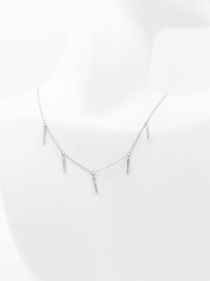 5-CZ HANGING BAR CHOKER NECKLACE