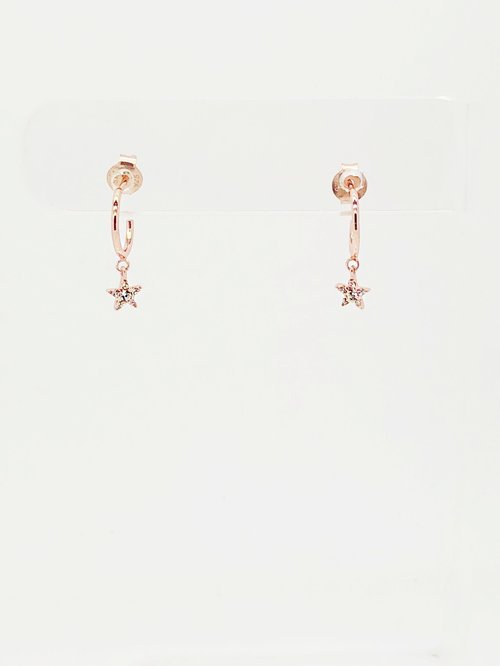 CZ STAR CHARM MINI HOOP EARRINGS