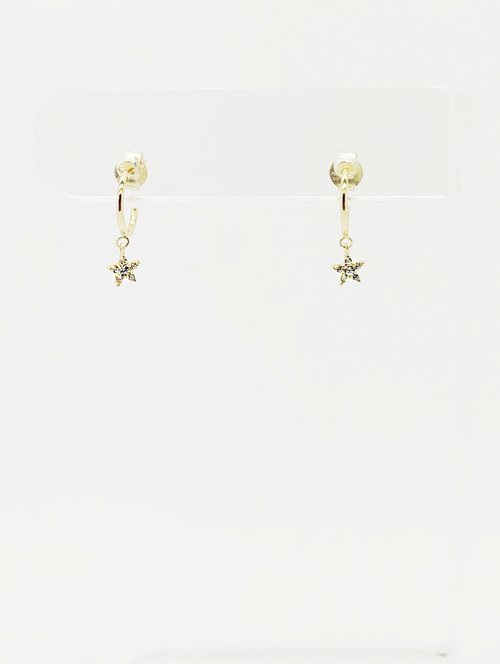 CZ STAR CHARM MINI HOOP EARRINGS