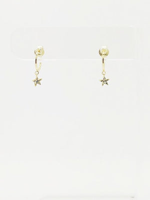 CZ STAR CHARM MINI HOOP EARRINGS