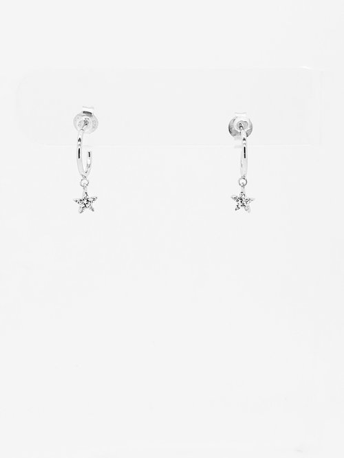 CZ STAR CHARM MINI HOOP EARRINGS