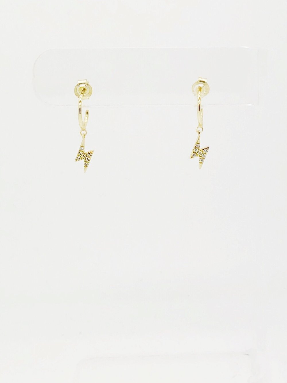 CZ THUNDERBOLT CHARM MINI HOOP EARRINGS