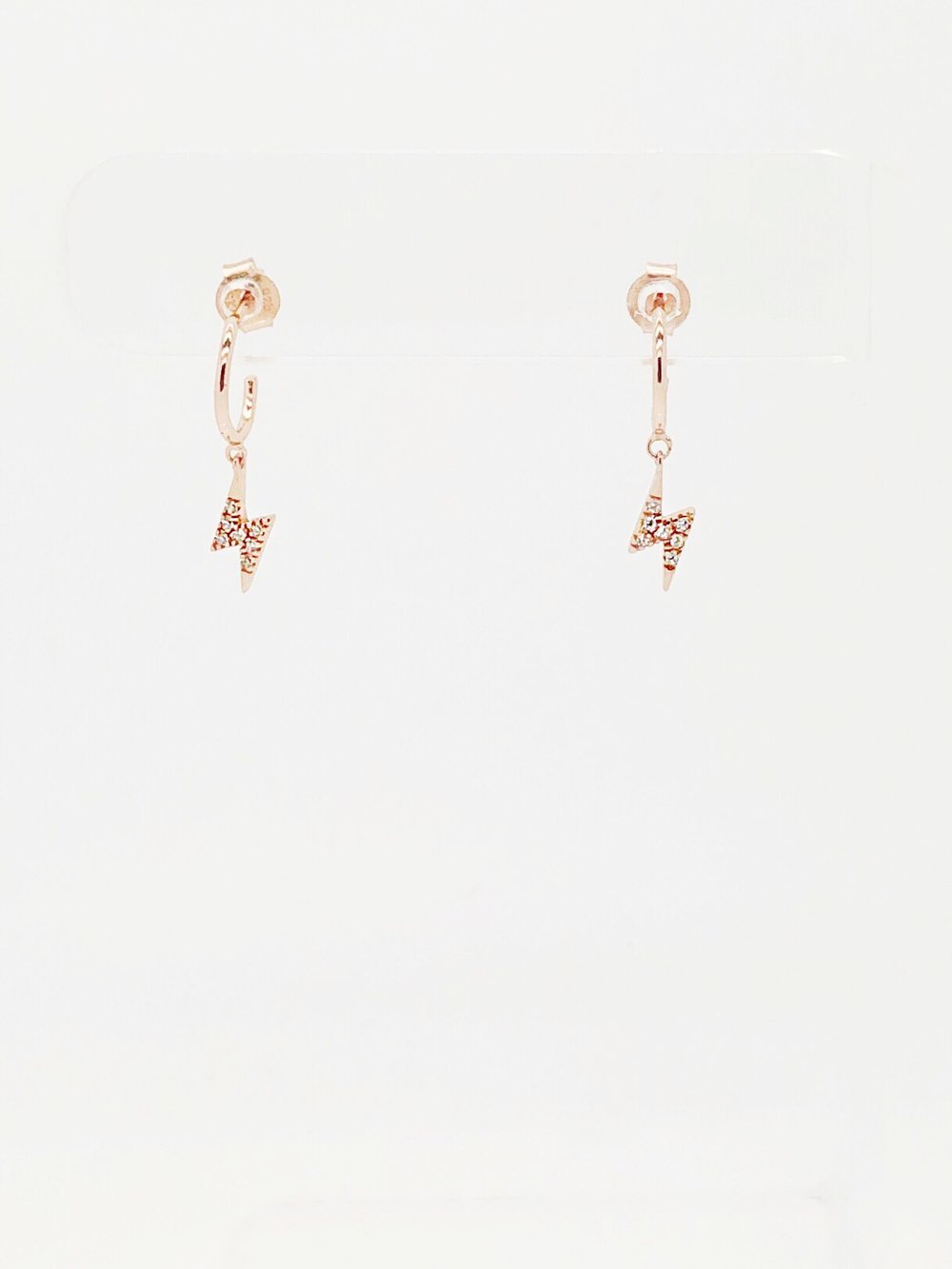 CZ THUNDERBOLT CHARM MINI HOOP EARRINGS