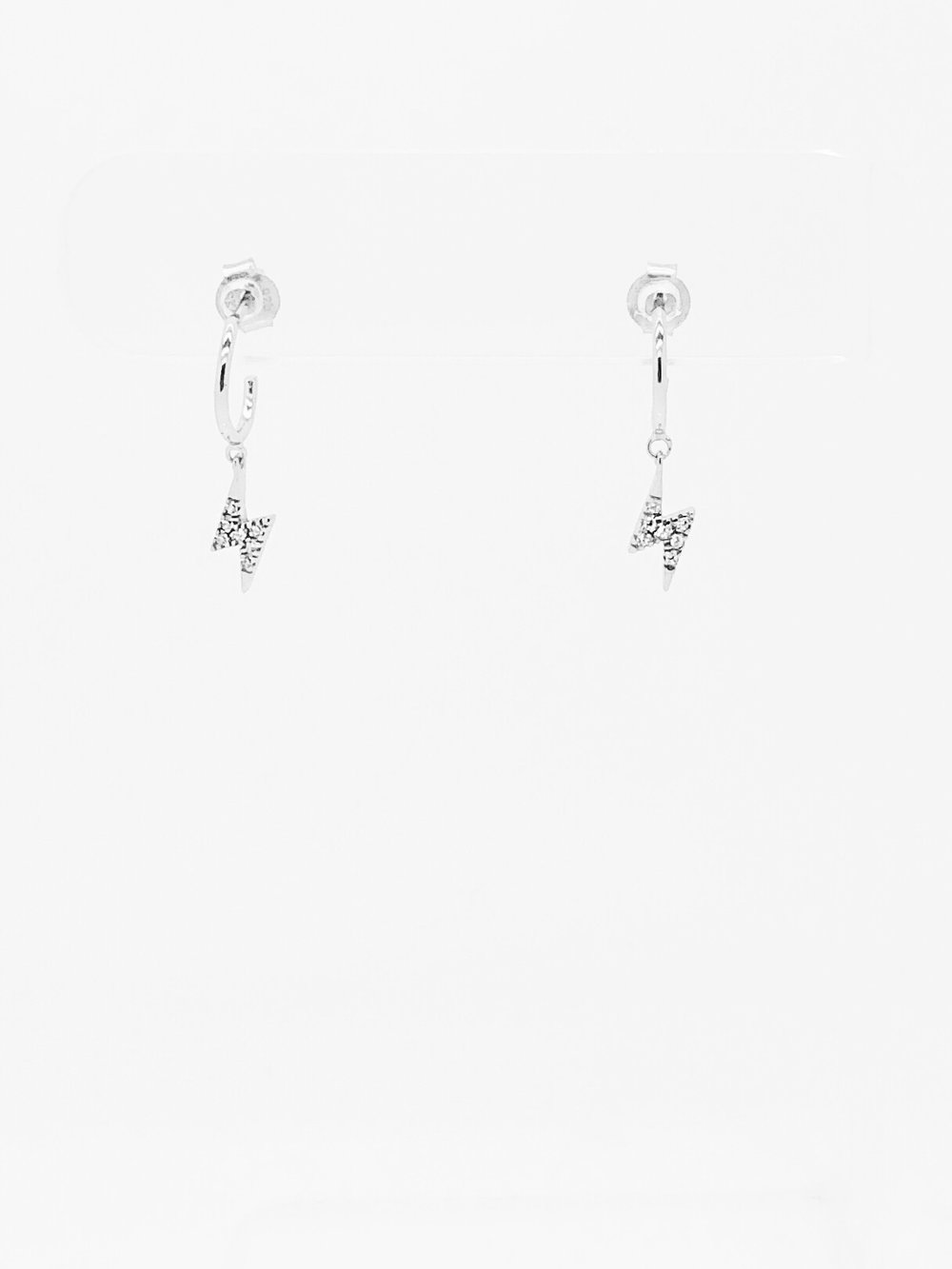 CZ THUNDERBOLT CHARM MINI HOOP EARRINGS