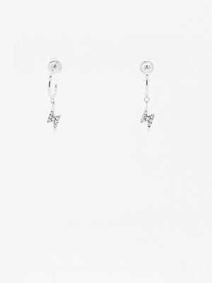 CZ THUNDERBOLT CHARM MINI HOOP EARRINGS