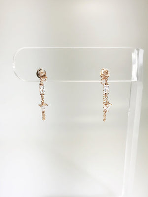 DOUBLE CZ STONE CHAIN EARRING