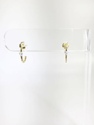 MINI SINGLE CZ (MINI) HALF HOOP EARRING