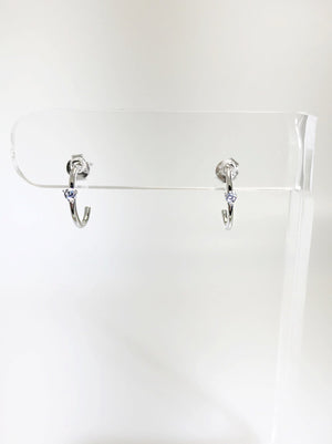 MINI SINGLE CZ (MINI) HALF HOOP EARRING