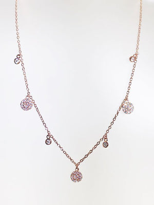 SINCLE + PAVE ROUND CZ ALTERNATING SHAKER NECKLACE