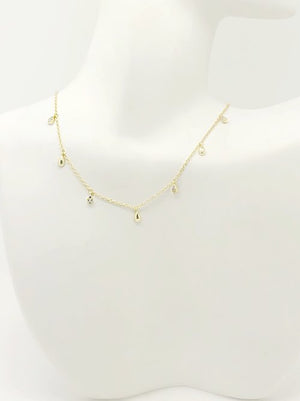 ALTERNATING CZ + BASIC TEARDROP SHAKER CHOKER NECKLACE