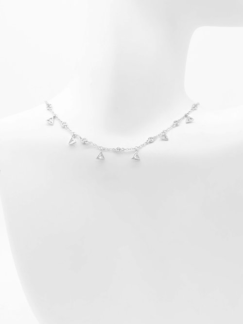 ALTERNATING CIRCULAR + TRIANGULAR CZ SHAKER CHOKER NECKLACE