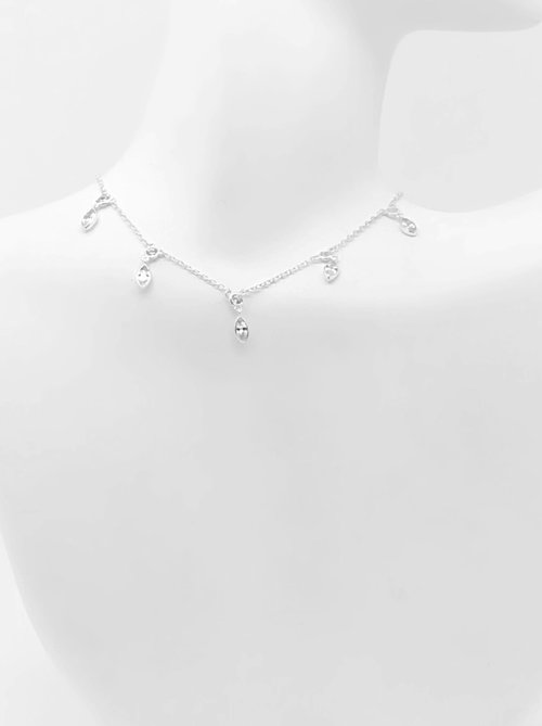 ROUND + TEARDROP SHAPED CZ SHAKER CHOKER NECKLACE