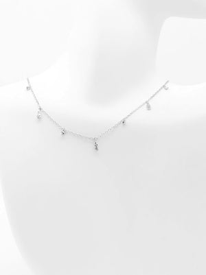 ALTERNATING CZ STUD + CZ TEARDROP SHAKER CHOKER NECKLACE