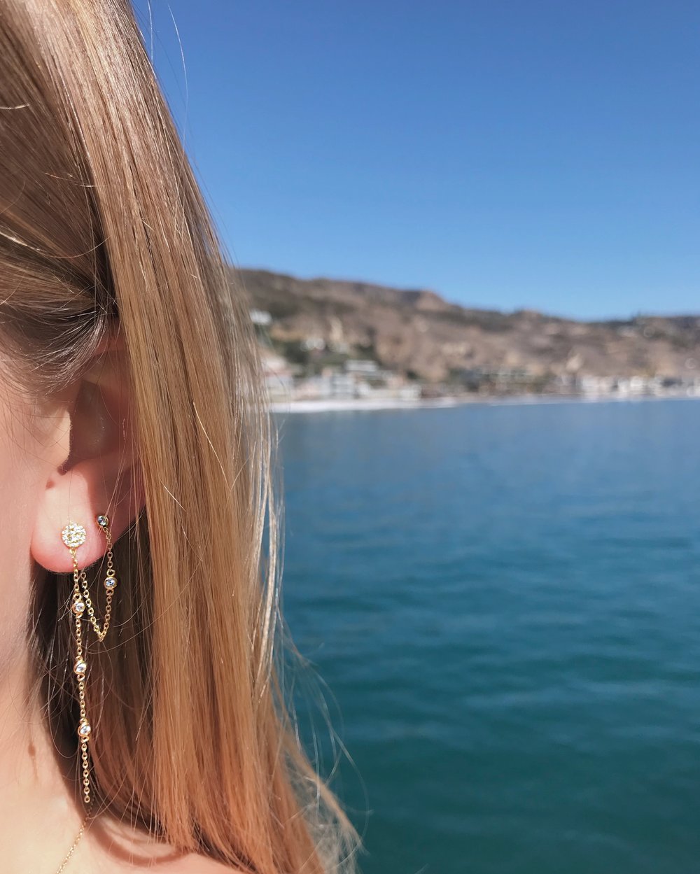 CIRCLE 3-CZ DROP EARRING