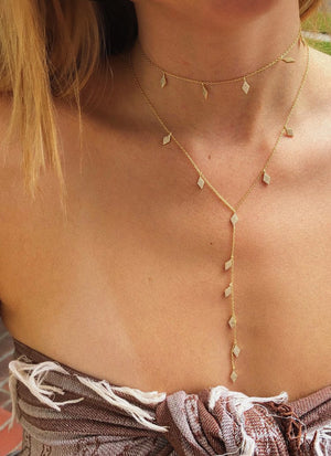 Diamond Shaker Lariat Necklace