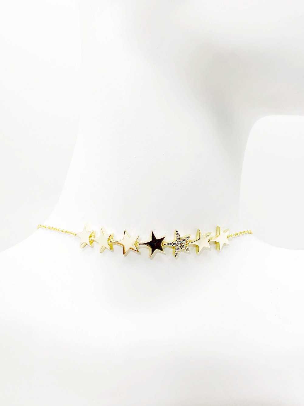 7-STAR CZ ALTERNATING CHOKER NECKLACKE