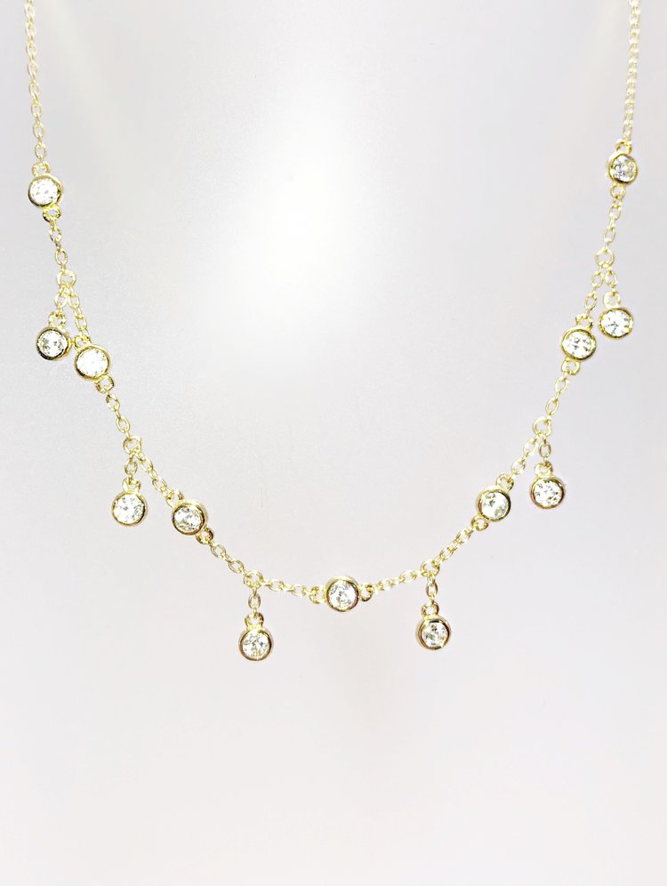 High Low Cz Shaker Choker Necklace