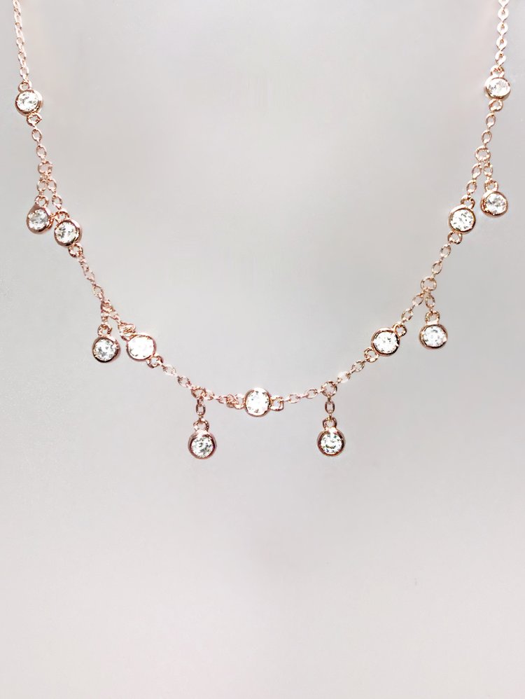 High Low Cz Shaker Choker Necklace