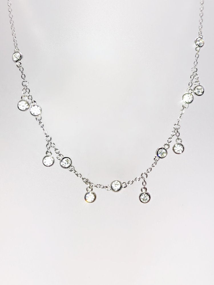 High Low Cz Shaker Choker Necklace