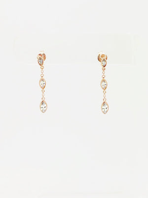 3-CZ TEARDROP DROP EARRINGS