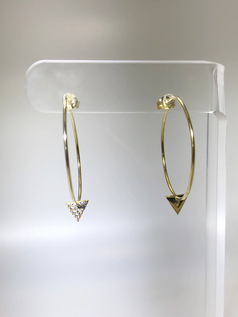 CZ TRIANGLE HOOP EARRINGS