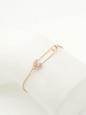 Safety Pin Cz Adjustable Bracelet