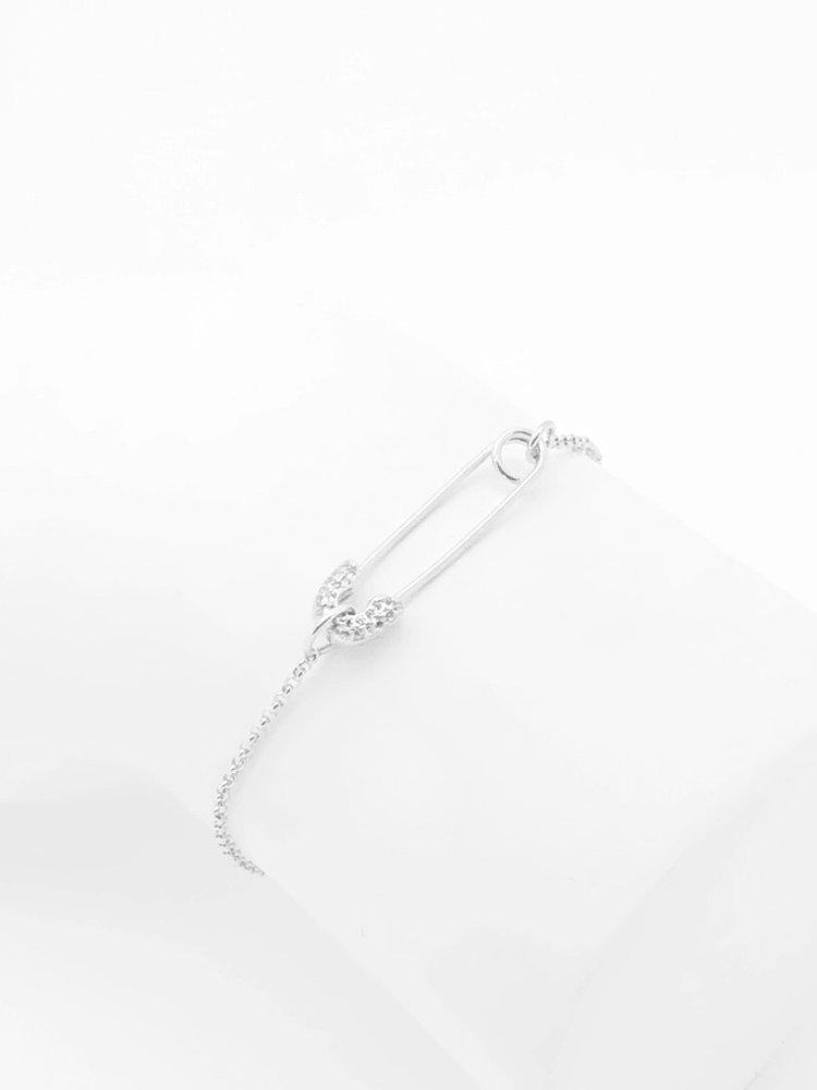 Safety Pin Cz Adjustable Bracelet