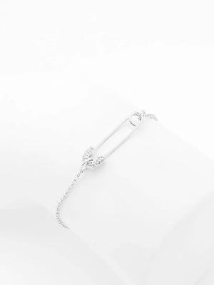 Safety Pin Cz Adjustable Bracelet