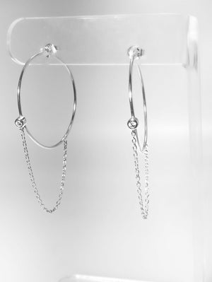 CHAIN + CZ HOOP EARRINGS