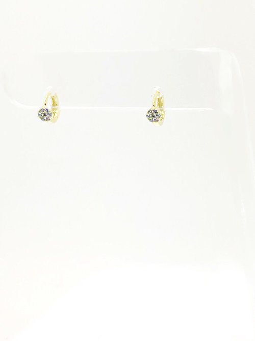 MINI HUGGIE HOOP EARRING WITH ROUND CZ