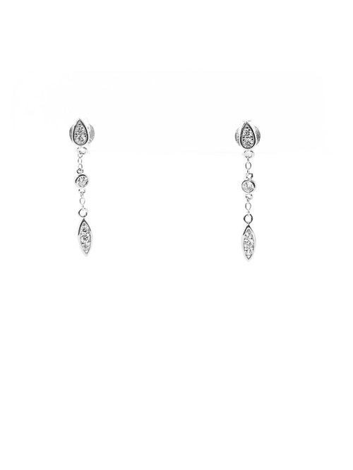 ALTERNATING TEARDROP ROUND CZ DROP EARRING