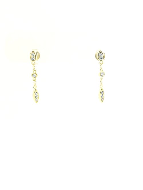 ALTERNATING TEARDROP ROUND CZ DROP EARRING