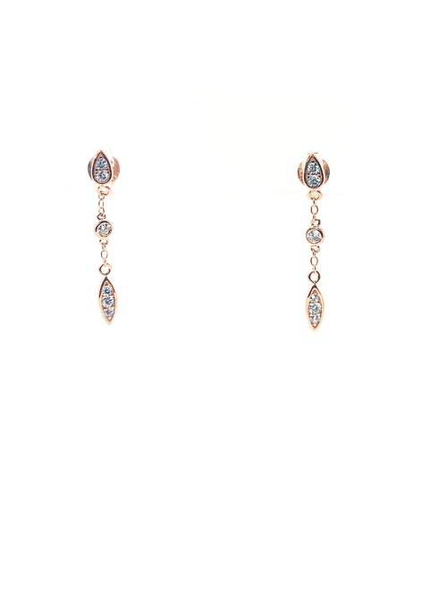 ALTERNATING TEARDROP ROUND CZ DROP EARRING