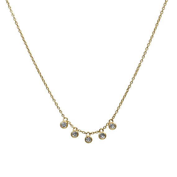 Round Bezel Charms w/ CZ Choker Necklace