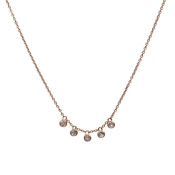 Round Bezel Charms w/ CZ Choker Necklace