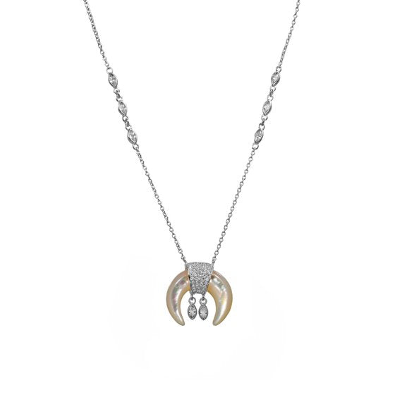 Moon Horn Charm Cz Pendant