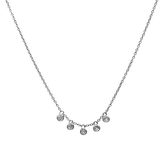 Round Bezel Charms w/ CZ Choker Necklace