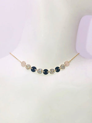 ALTERNATING CZ CONDENSED DISC CHOKER-NECKLACE