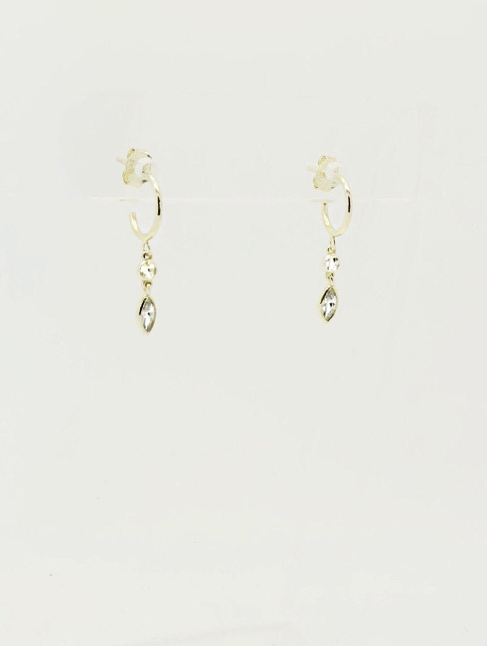 ROUND + TEARDROP CZ DROP MINI HOOP EARRINGS